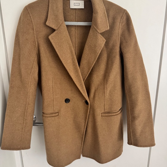 AYR Recycled Wool Oversized Soft Structured Jacket Blazer Camel Size Small - Picture 3 of 5